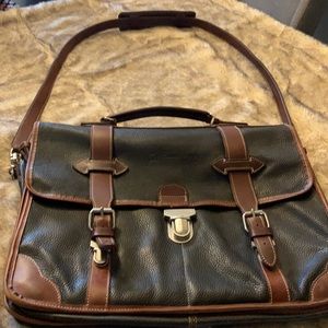Vintage Roots leather satchel black with brown